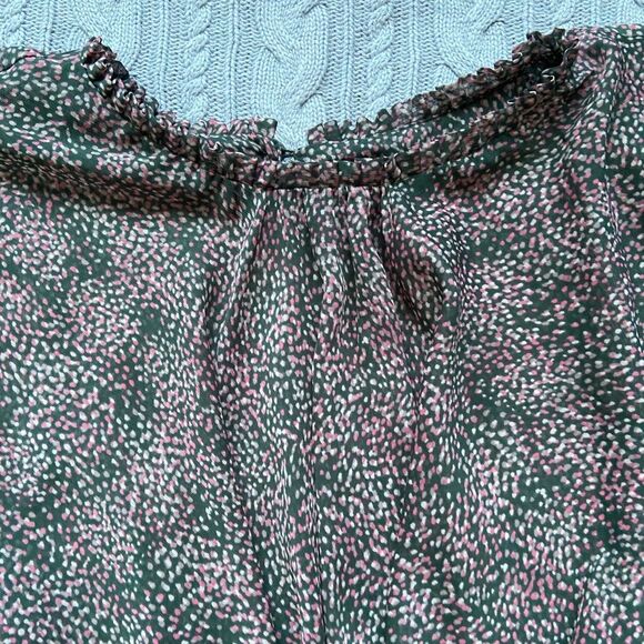 Free Press Clothing Long Sleeve Peplum Feminine Top Blouse with Bertha Collar - Picture 6 of 13